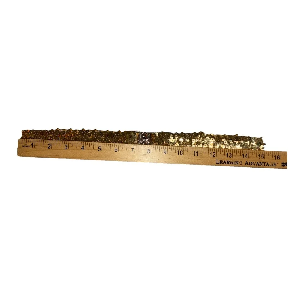 Vintage Belt Women's‎ XXL Gold Sequins Stretch Silver Buckle Boho Disco Glam